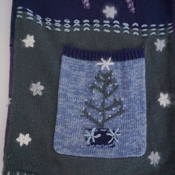 Vintage North Crest Patchwork Reindeer Floral Embroidered Knit Vest Sweater S - Picture 8 of 8